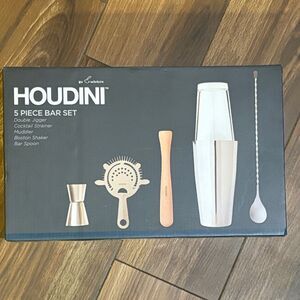 5 Piece Bar Set - Silver and Wood